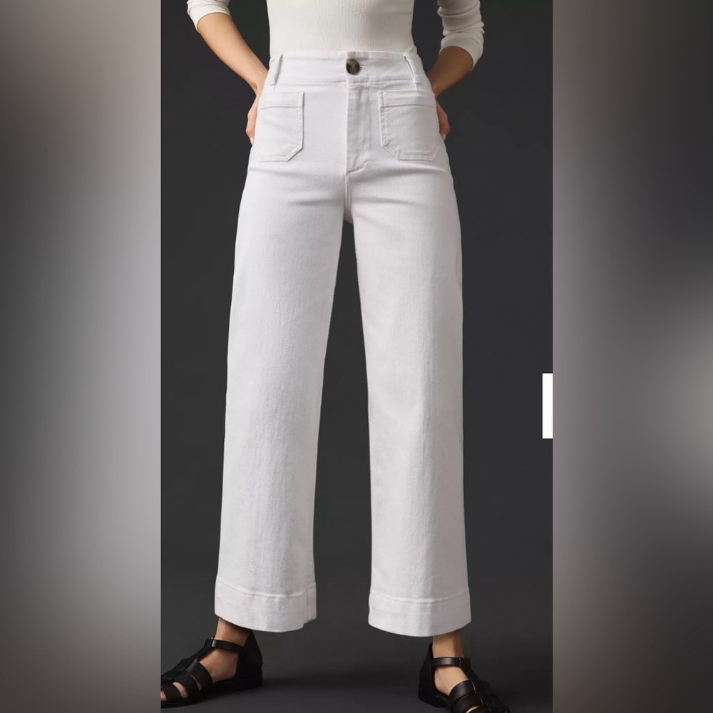 Anthropologie collete White Cropped Wide Leg Jeans